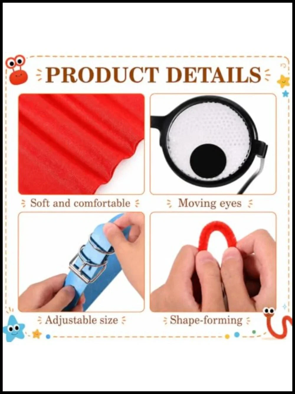 Halloween Fork Knife Costume Set with Googly Eyes Gloves Hair Accessories for